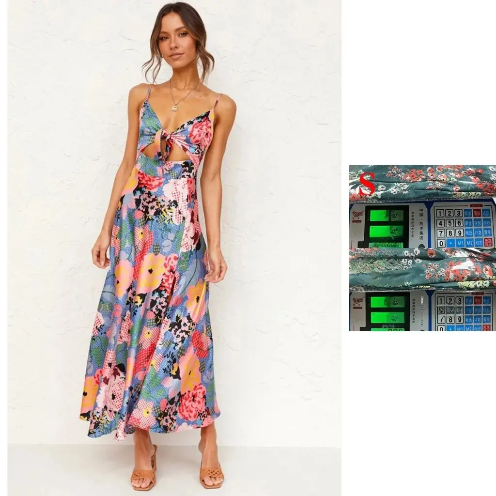 봄 여름 플로럴 프린트 슬링 드레스 달콤하고 신선한 스타일 유럽 미국 신상 여성 미디 드레스