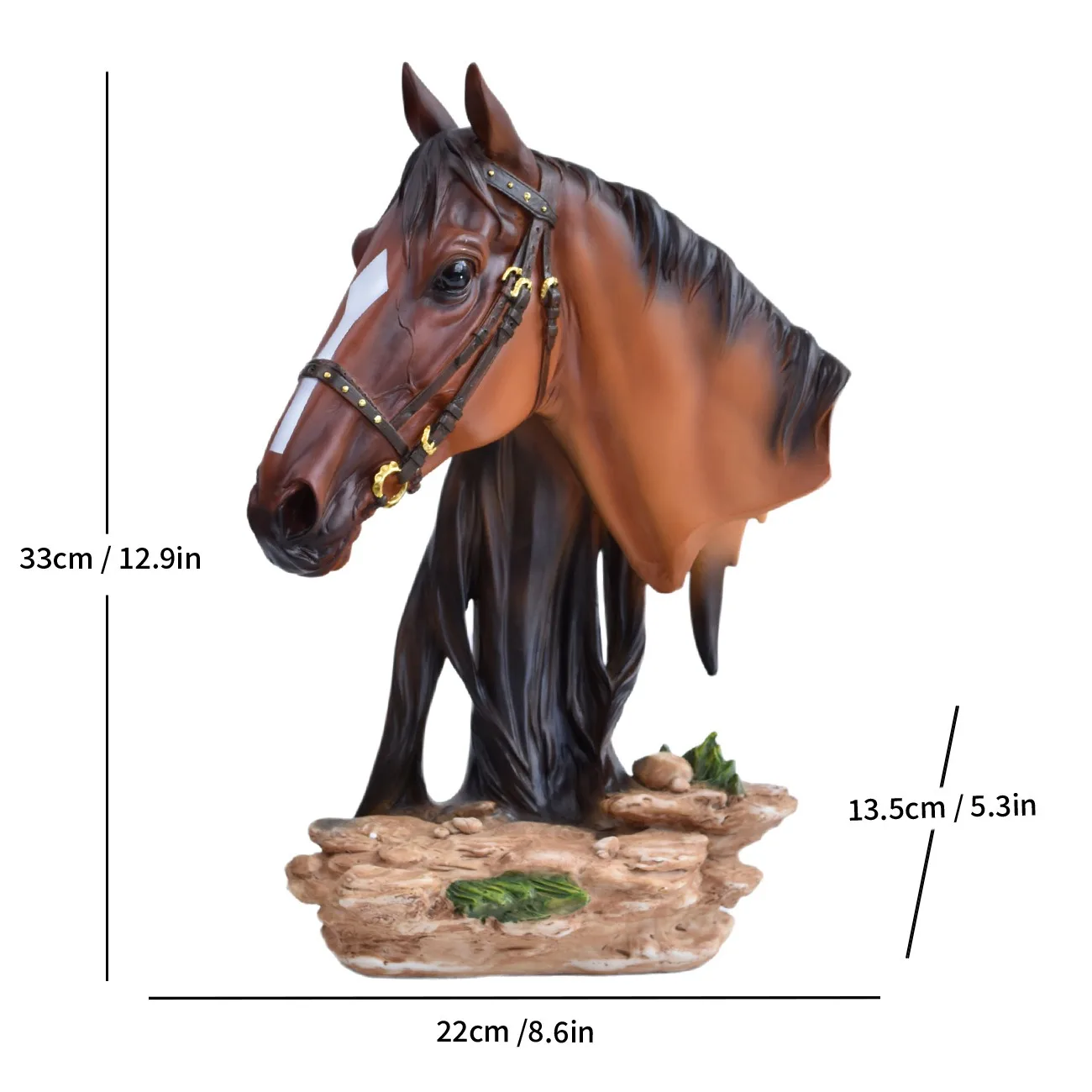 Horse Head Statue Resin Figurine Decor Versatile Animal Sculpture Ornament for Desktop Birthday Living Room Fireplace Bedroom