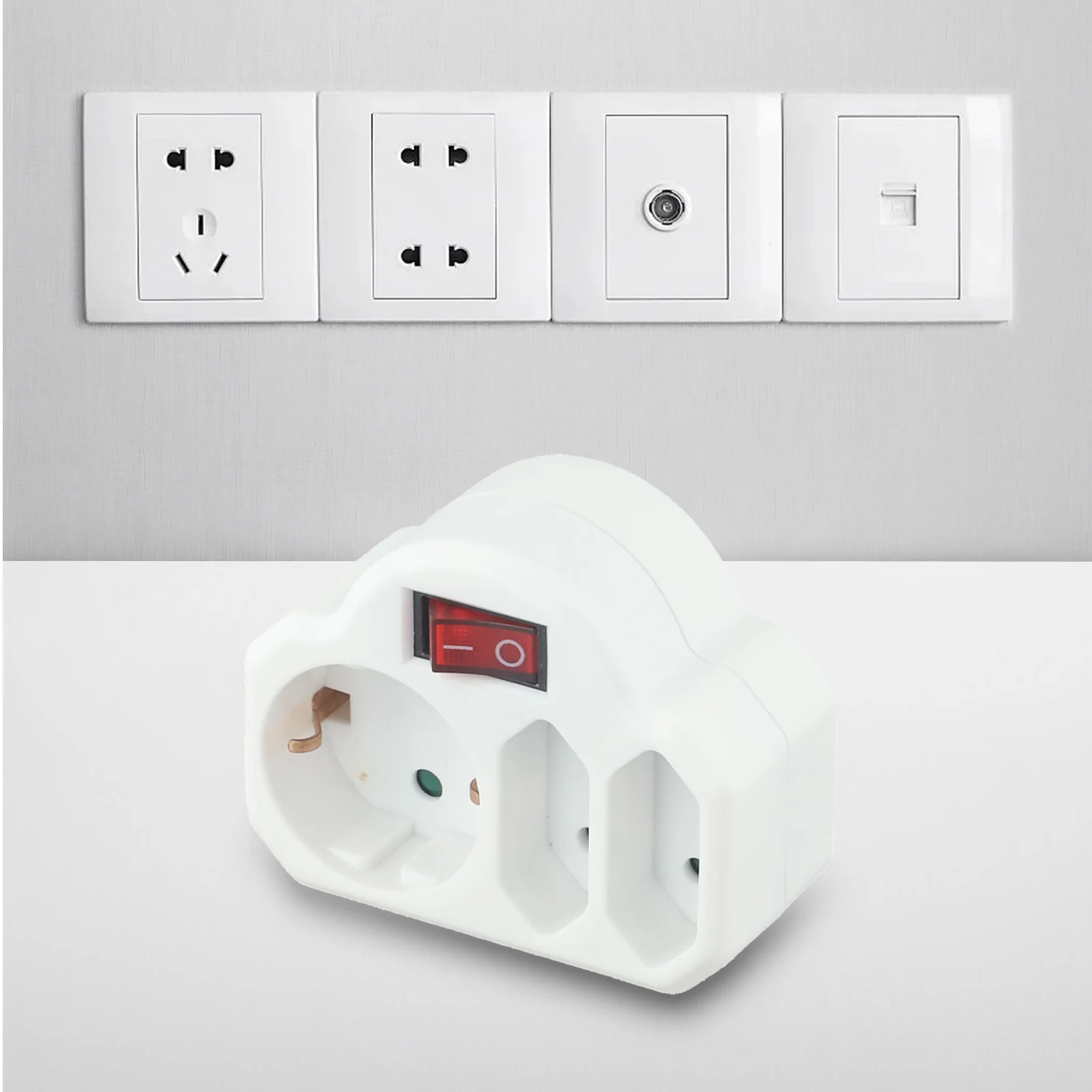 3 Way Socket Adapter Strip White With Illuminated With Switch 1pcs Accessories Flame Retardant PP Home Multiple