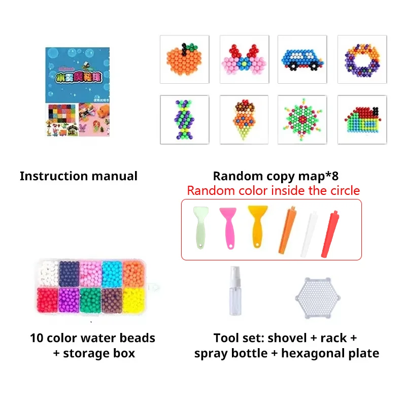 Cuentas mágicas de la niebla del agua de la 1000 de 10 colores, cuentas mágicas de briy hechas a mano, rompecabezas educativos, juguetes para niños