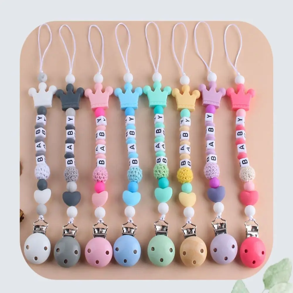 Durable Smooth Nipple Chew Toy Baby Chain Silicone Pacifier Toddler Teether Pacifier Clip