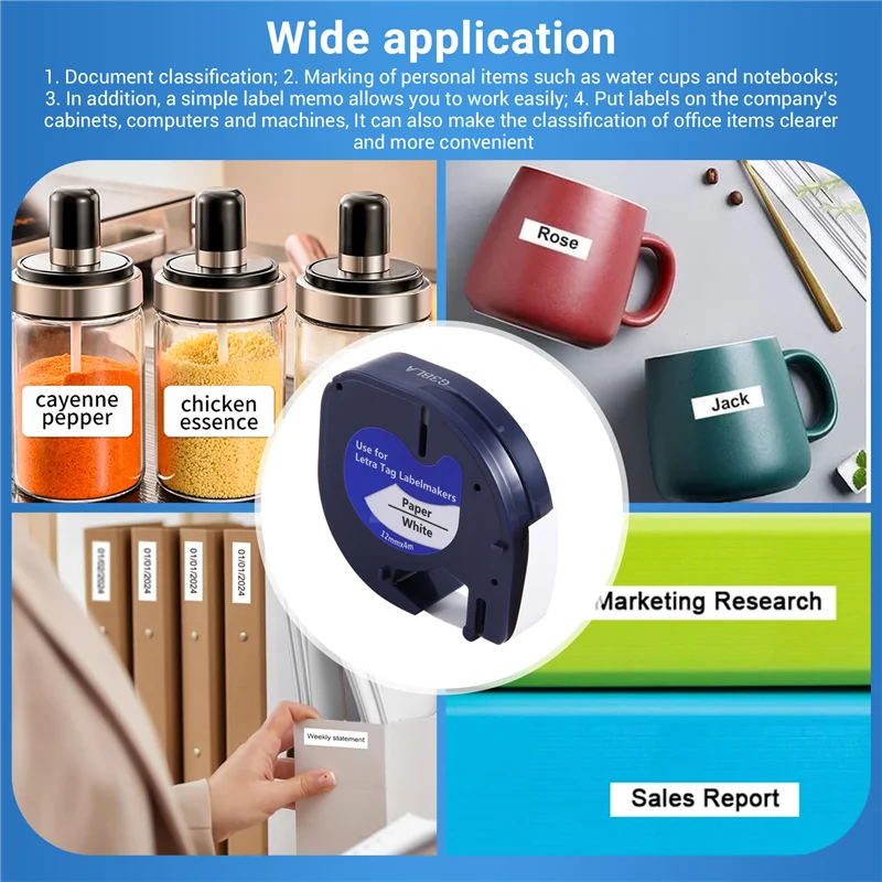 AF93-10 шт. стержни для изготовления этикеток для заправок Dymo Letratag 12 мм х 4 м, белая пластиковая лента для этикеток Letra Tag Plus LT Label Maker