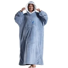 اضافية طويلة يمكن ارتداؤها بطانية الشتاء الفانيلا مقنعين بطانية كم كامل الرجال النساء مريحة لينة رمي الكبار بطانية التلفزيون