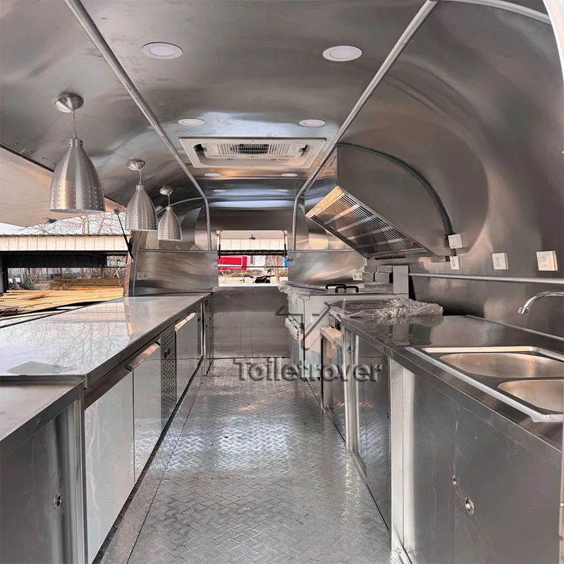 مقطورة طعام خارجية بلون الشمبانيا الذهبي المعدني، نسيج مرآة معدنية غير لامعة باللون العنابي، مادة لامعة للغاية لأعمال الطعام #4