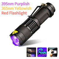 UV Flashlight Ultraviolet Light Zoom Rechargeable Flashlight 395/365nm Inspection Lamp Torch Banknote Pet Urine Stains Detector