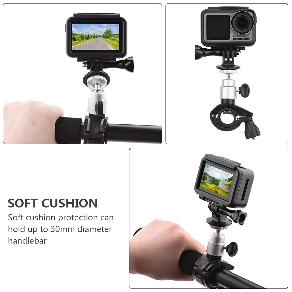 

Action Camera Handlebar Mount Sports Holder 360 Degree Rotatable Stable Durable Soft Cushion for 30mm Handlebar Compact