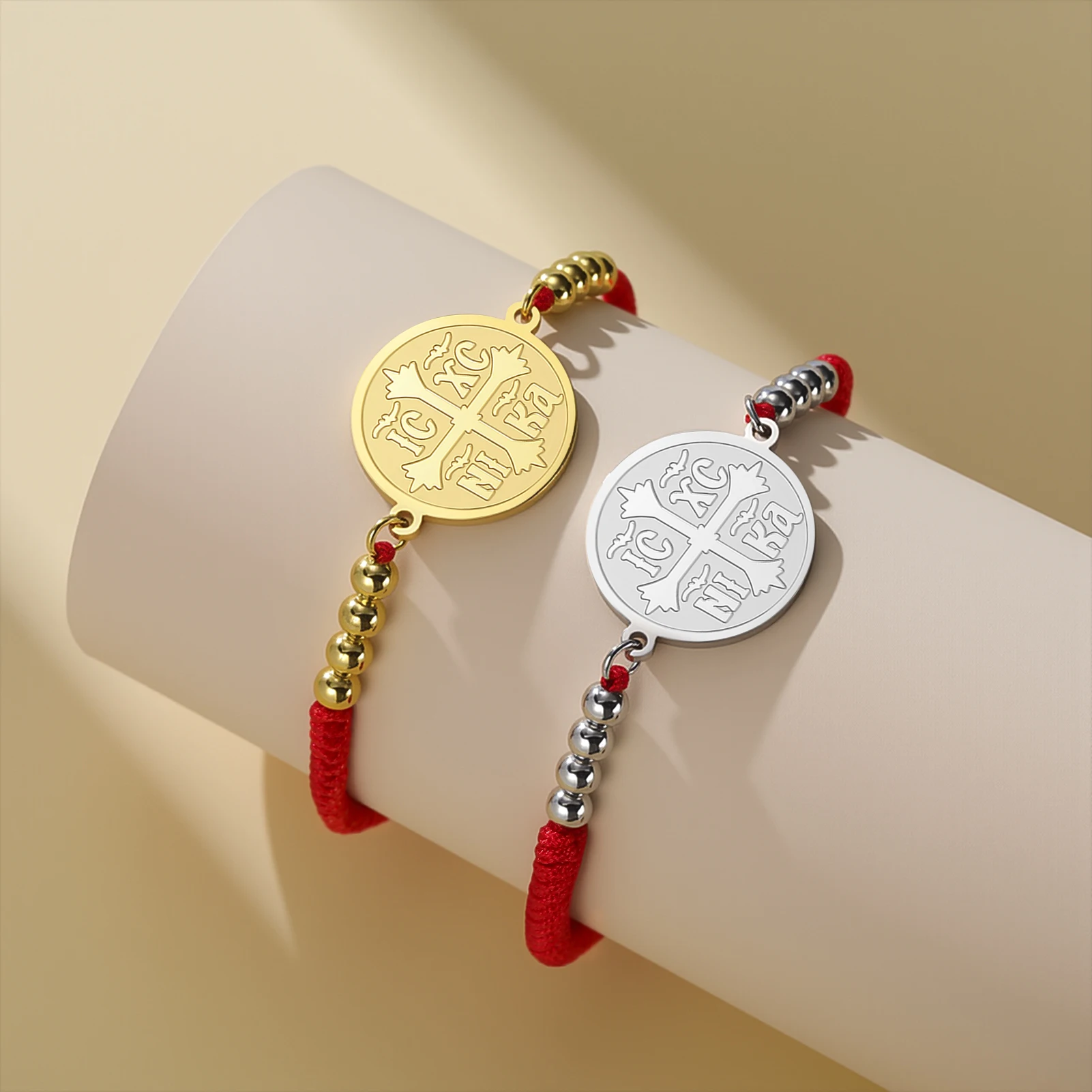 Kkjoy Orthodoxes IC XC NIKA Kreuz-Armband aus Edelstahl, Christliches Religiöses Amulett, Nie Verblassendes Glaubens-Schmuckstück, Schutzgeschenk – Detail 19