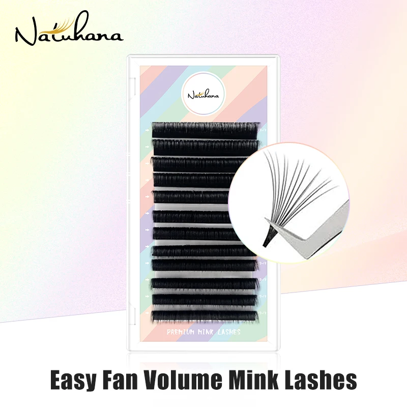 

NATUHANA Easy Fan Fast Fanning Volume Lashes Autofans Fake Eyelash Extension Faux Mink Eyelashes for Makeup Tools