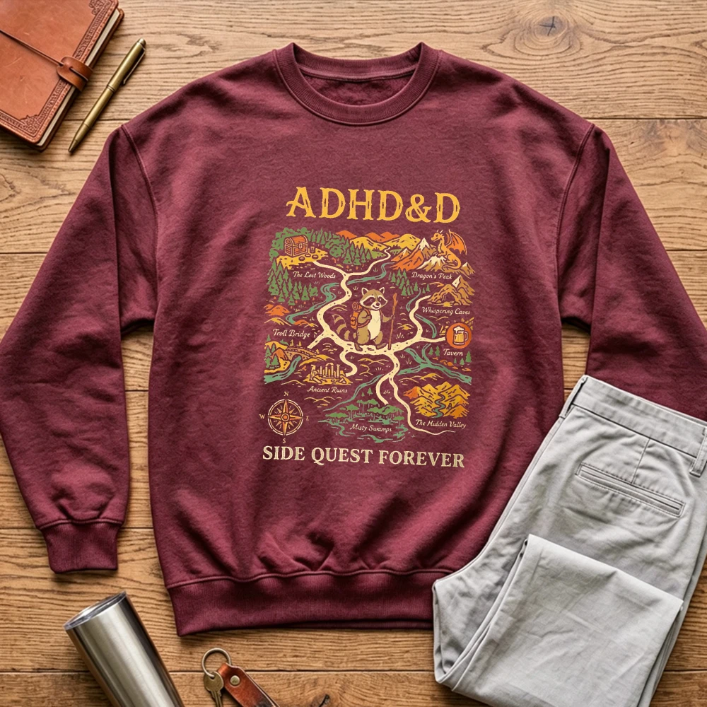 ADHD&D 사이드 퀘스트 포에버 그래픽 남성용 스웨트 - Outdoor Adventure Quest 리뷰 및 가격