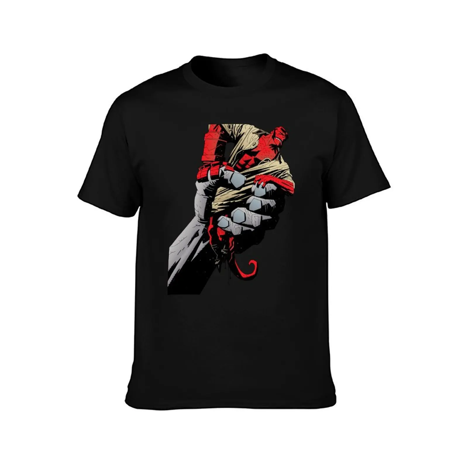 hellboy trapped hand giant red dark horse mike mignola comic hell devil T-Shirt Summer Casual Cotton Tee 100% Cotton