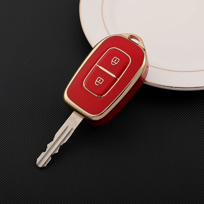 LLavero de carcasa de 2 botones para Renault, Kwid, símbolo de tráfico, Dacia, Sandero, Logan, Duster 2016, 2017, 2018, funda de TPU para llave de
