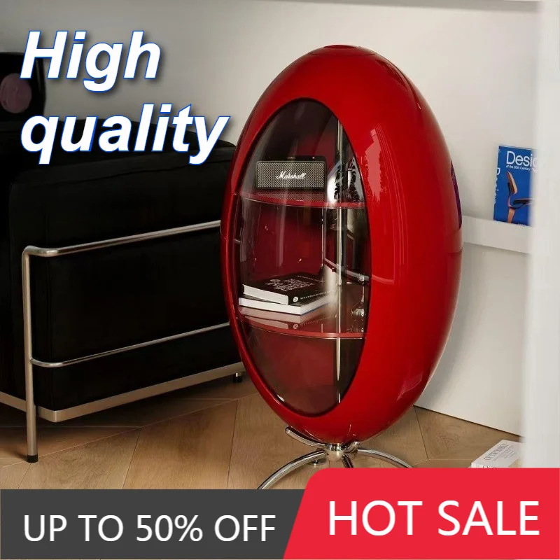 3-tier Living Room Cabinets Luxury Oval Cabinet Floor Standing Storage Cabinets Transparent Display Showcase Organizer Furniture