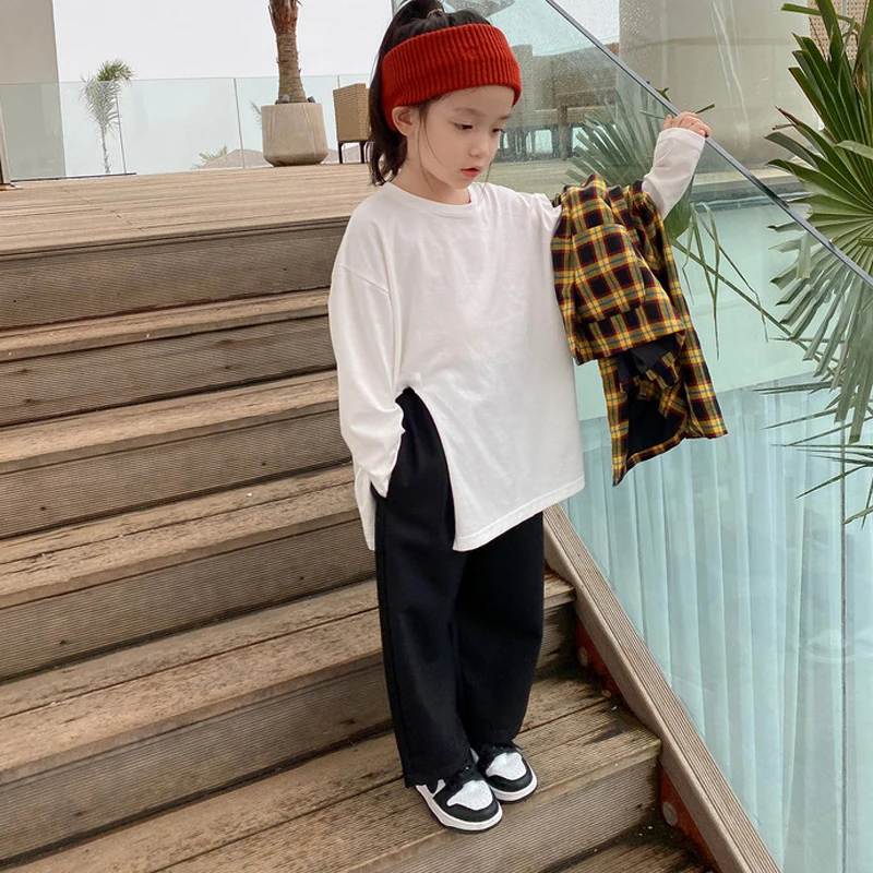 Spring And Summer Girls Loose Hip-Hop Trousers 2022 New Black Pocket Baby Kids Casual Pants Children\'S Clothing For Girls