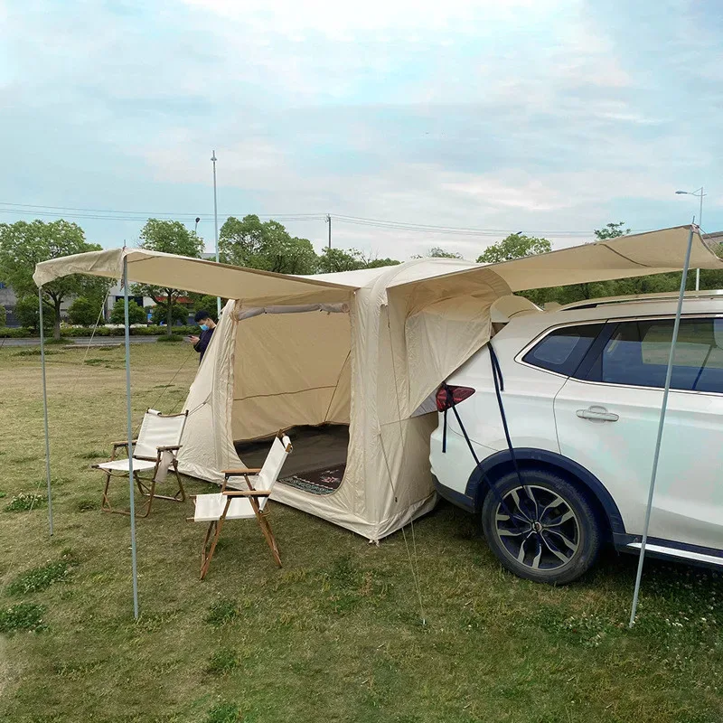 

Customized Outdoor SUV Car Inflatle Rear Tent Camping Cotton Canvas Extension Tailgate Tent