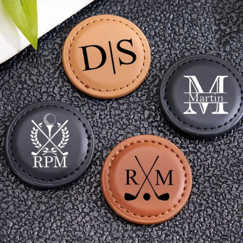 Custom Golf Ball Marker Magnetic Round PU Leather Golf Ball Position Marker Strong Magnetic Alignment Tool