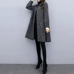 Large Size Women's Clothing New 200 Pound Chubby Medium Long Jacket for Women Autumn and Winter with Thick Plaid Coat and Velvet