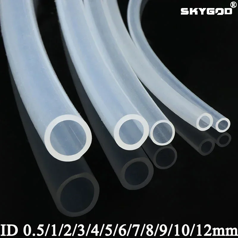 1/5M Food Grade Clear Transparent Silicone Rubber Hose ID 0.5 1 2 3 4 5 6 7 8 9 10 12mm O.D Flexible Nontoxic Silicone Tube