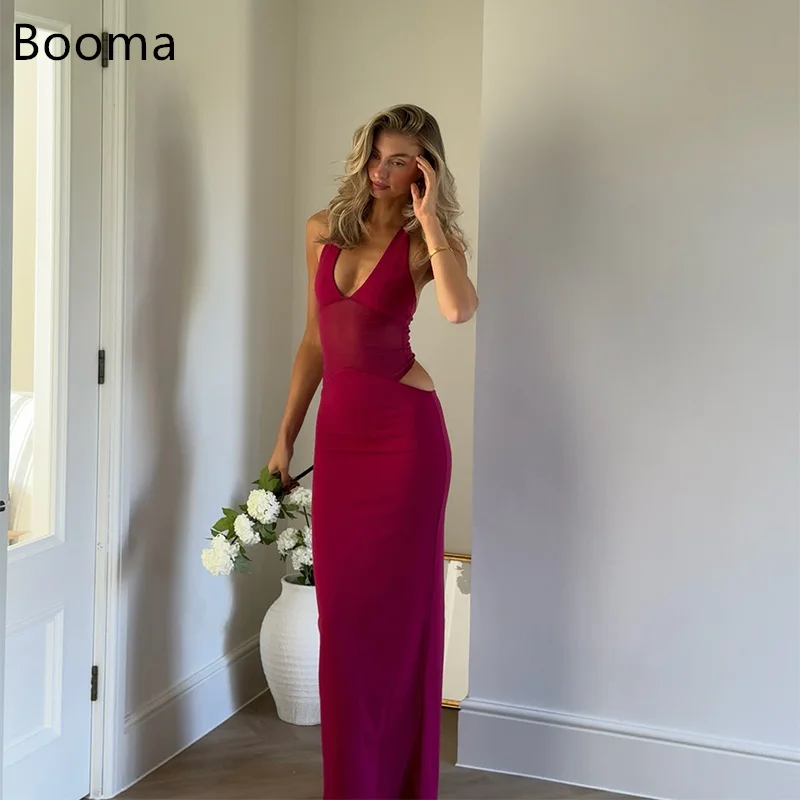 

Booma Elegant Mermaid V-Neck Backless Evening Dresses Formal Party Gowns for Women Sleeveless Sexy Prom Gown Customize