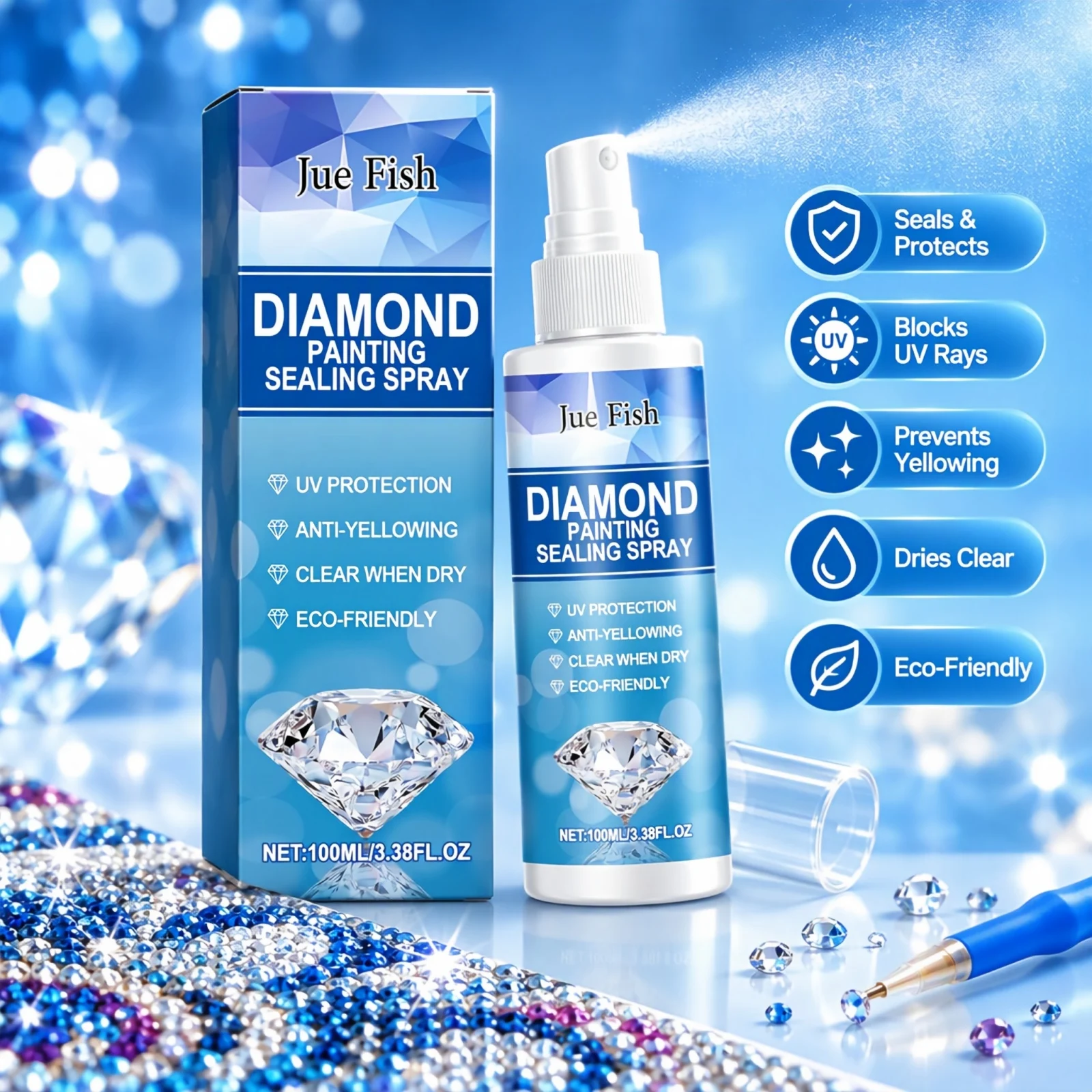 Diamond Painting Sealer Spray 100ml Long Lasting Seal Does Not Affect Sparkle for DIY Art Craft Puzzle Resin Protective Coating