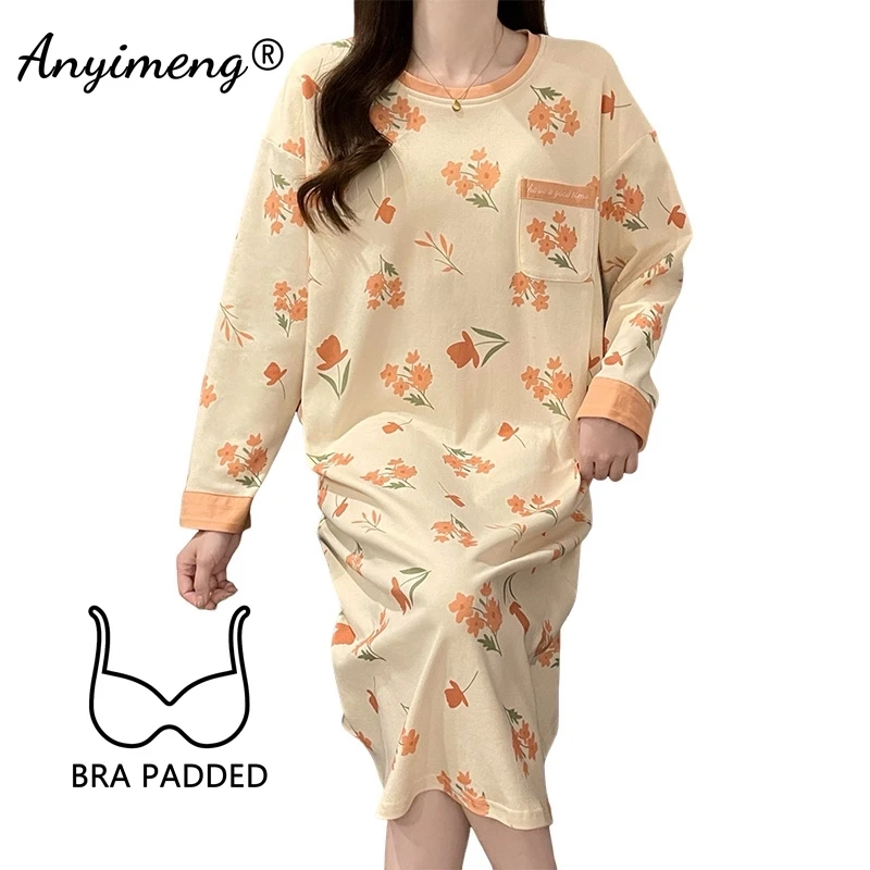 الخريف الشتاء المرأة البلوز فستان النوم سيدة عادية ثوب النوم لينة فو حمالة صدر قطن منصات فستان الترفيه فضفاض جديد طويل قمصان النوم