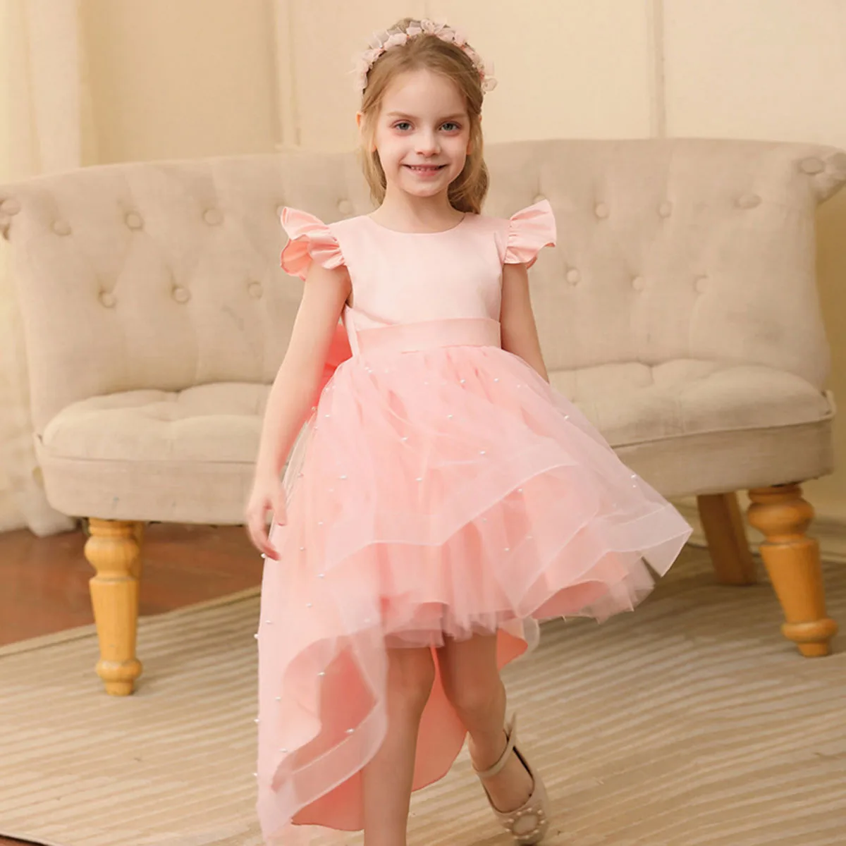 

Fiona Toddler Little Girls Backless Beaded High-Low Birthday Party Graduation Ceremony Pageant Festival Holiday Dress