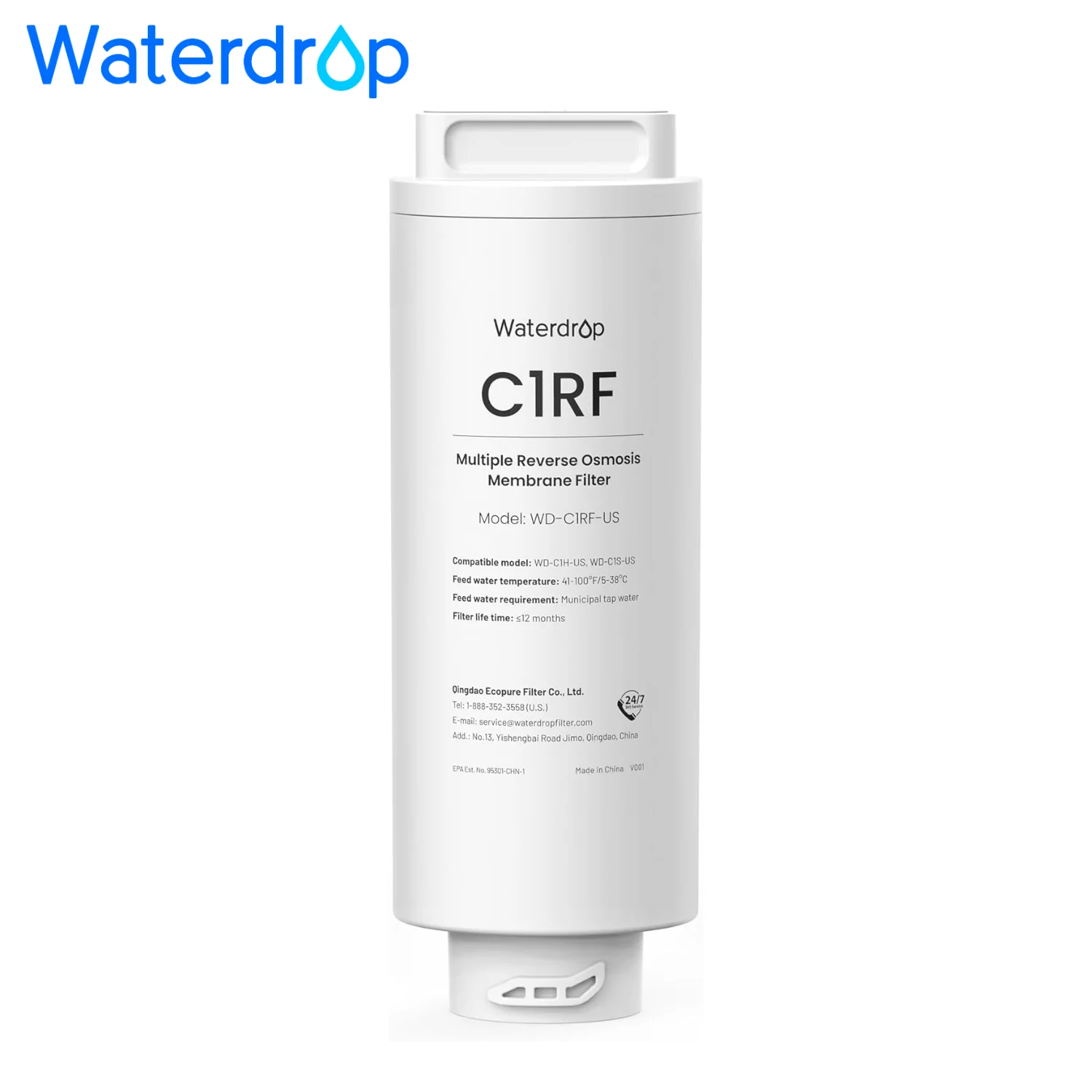 Waterdrop C1RF Filter, Replacement For C1S/C1H RO System, 12-Month Lifetime