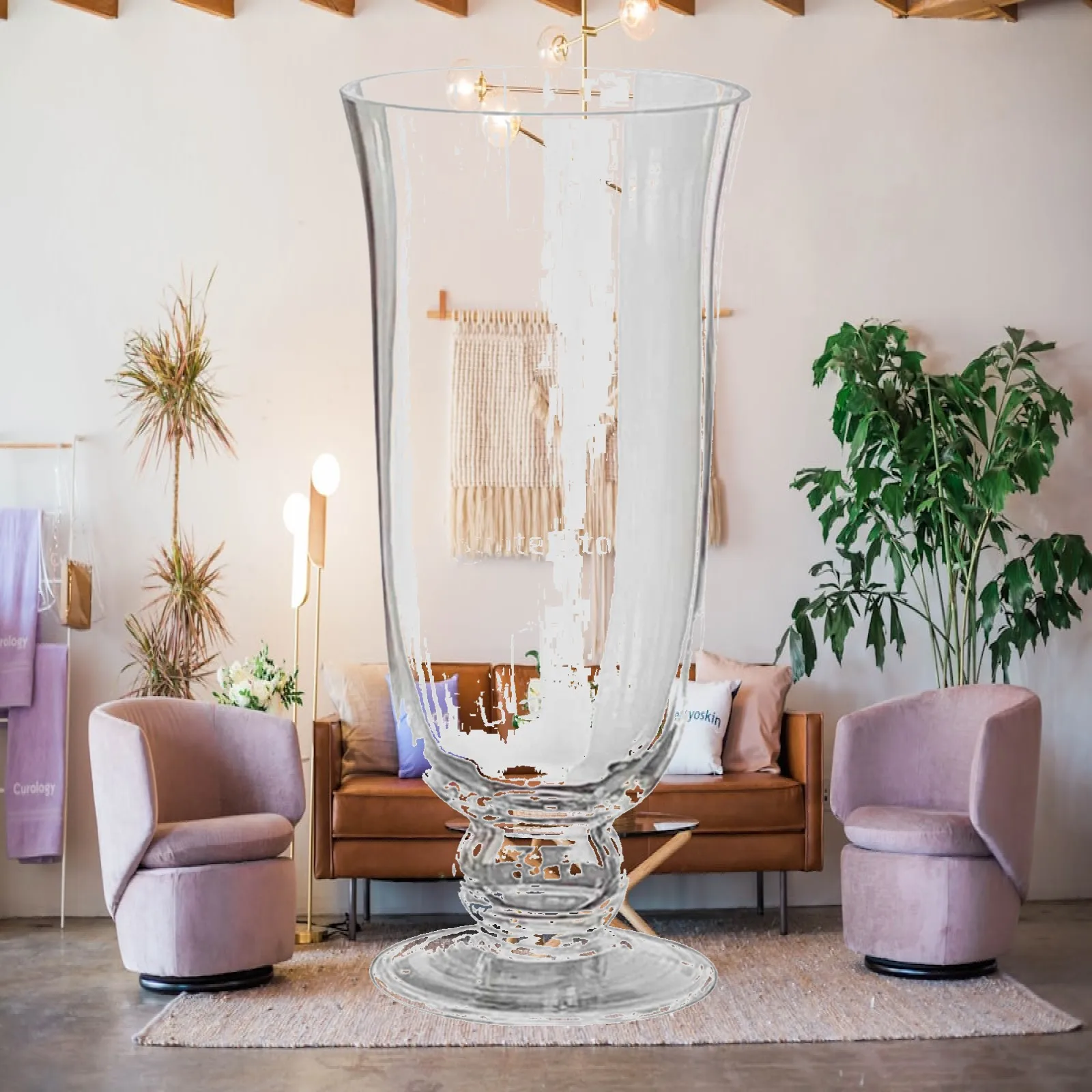 Klare Glas-Blumenvase Minimalistisches Blumen-Centerpiece für Trendiges Wohnzimmer Moderne Heimdekoration