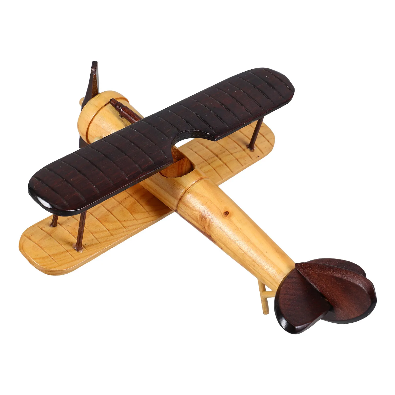 

Vintage Wooden Airplane Ornament Retro Handcraft Desktop Decoration Home Office Plane Decor Aircraft Sculpture Mini Airplane