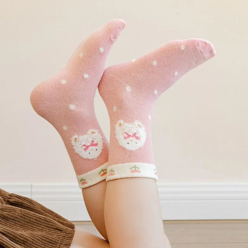 5 أزواج ربيع الخريف الأطفال جوارب قطنية فتاة صبي طفل لطيف الكرتون لينة الدافئة لفصل الشتاء 1-12 سنة الاطفال طالب المراهقين الجوارب #4