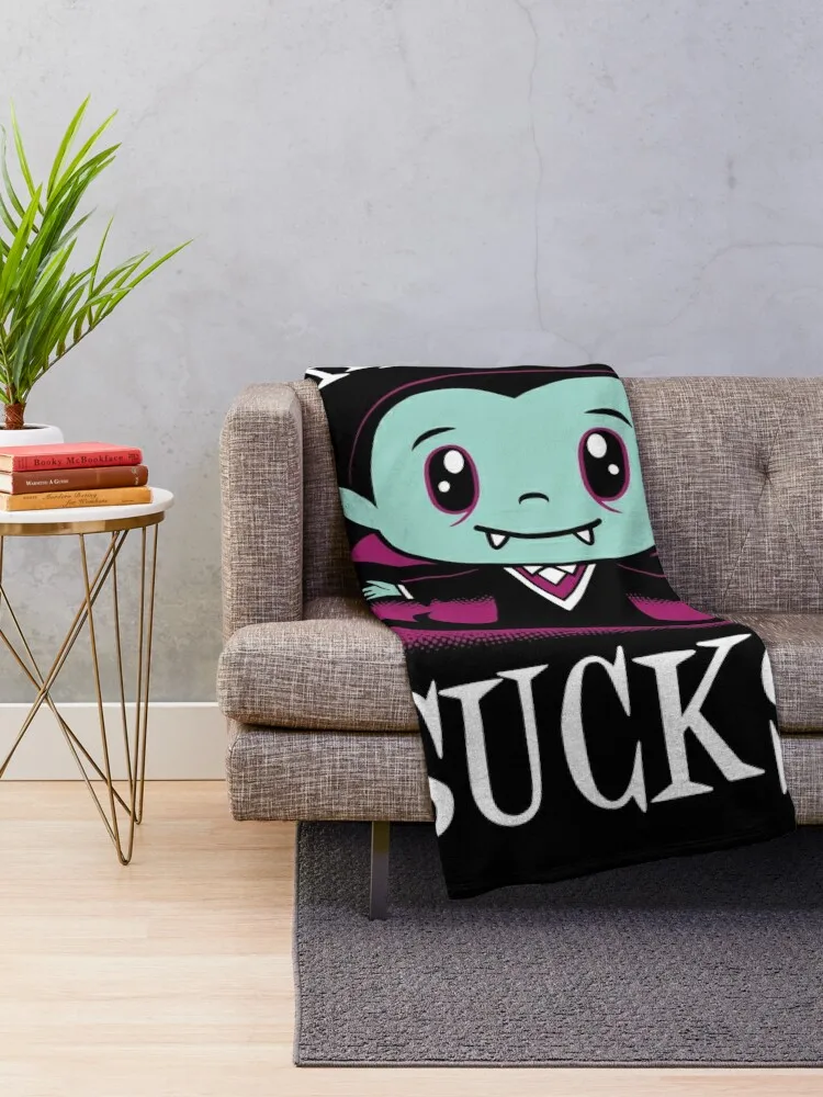 Life Sucks - Creepy Cute - Kawaii Vampire - Goth Throw Blanket Travel Winter beds Blankets