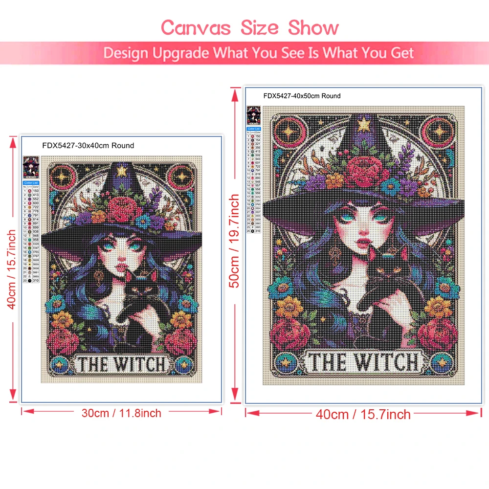 Witch Tarot Diamond Painting DIY Full Round/Square Rhinestone Painting Mosaic Cross Embroidery Set Home Decor Hobby Gift