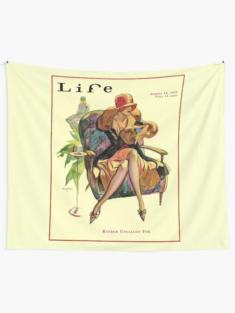 LIFE : Vintage 1929 Magazine Cover Advertising Print Tapestry Home Supplies Room Decorator Tapestry