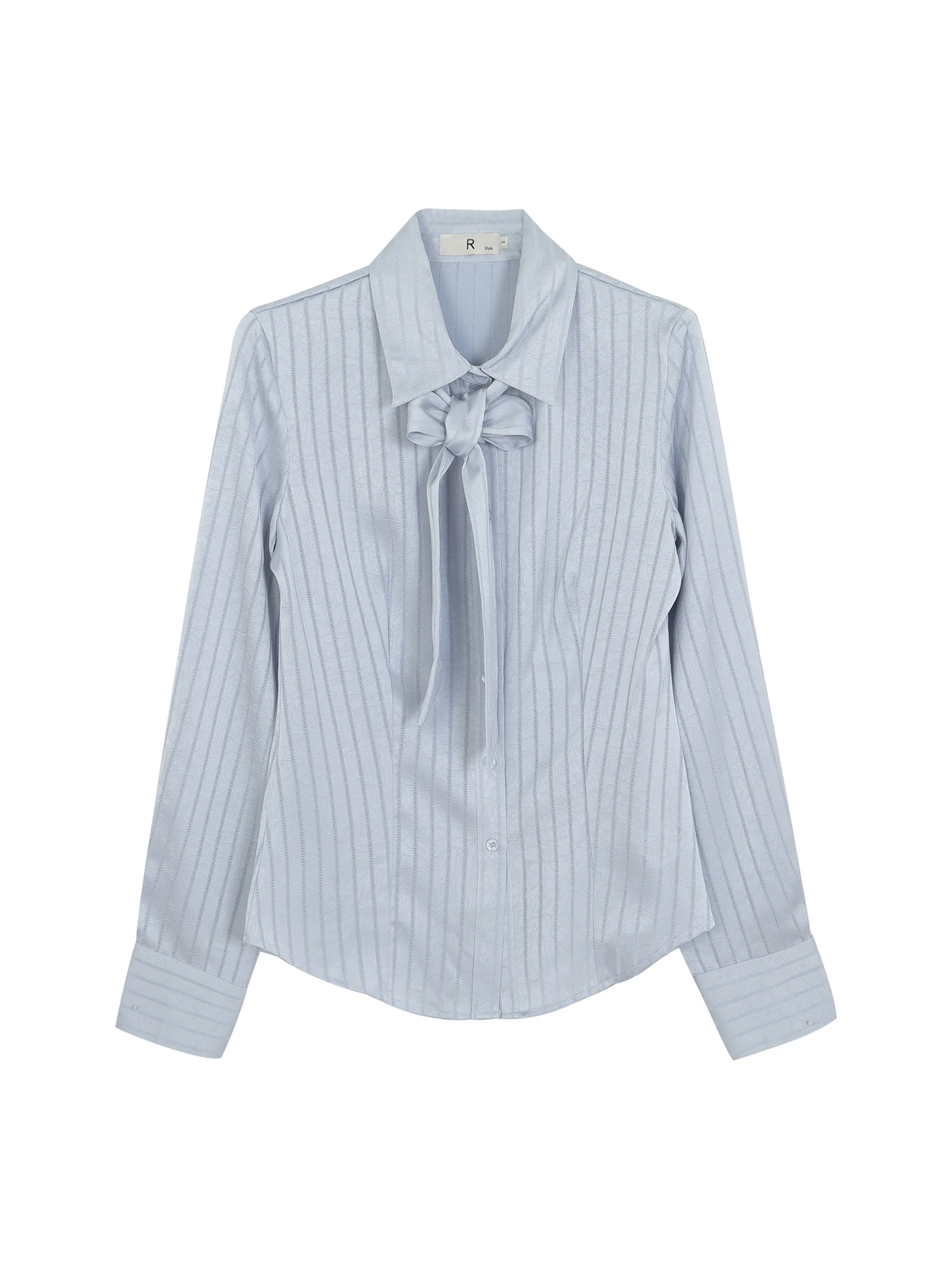 Haut Chic à rayures bleu pour femmes, coupe cintrée, haut Chic, confortable, respirant, Long, en Fiber de Polyester, automne