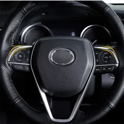 For Toyota Camry 70 XV70 2018 2019 2020 2021 2022 2023 Hybrid Car Steering Wheel Emblem Sequin Trim Stickers Multifunctional Blu