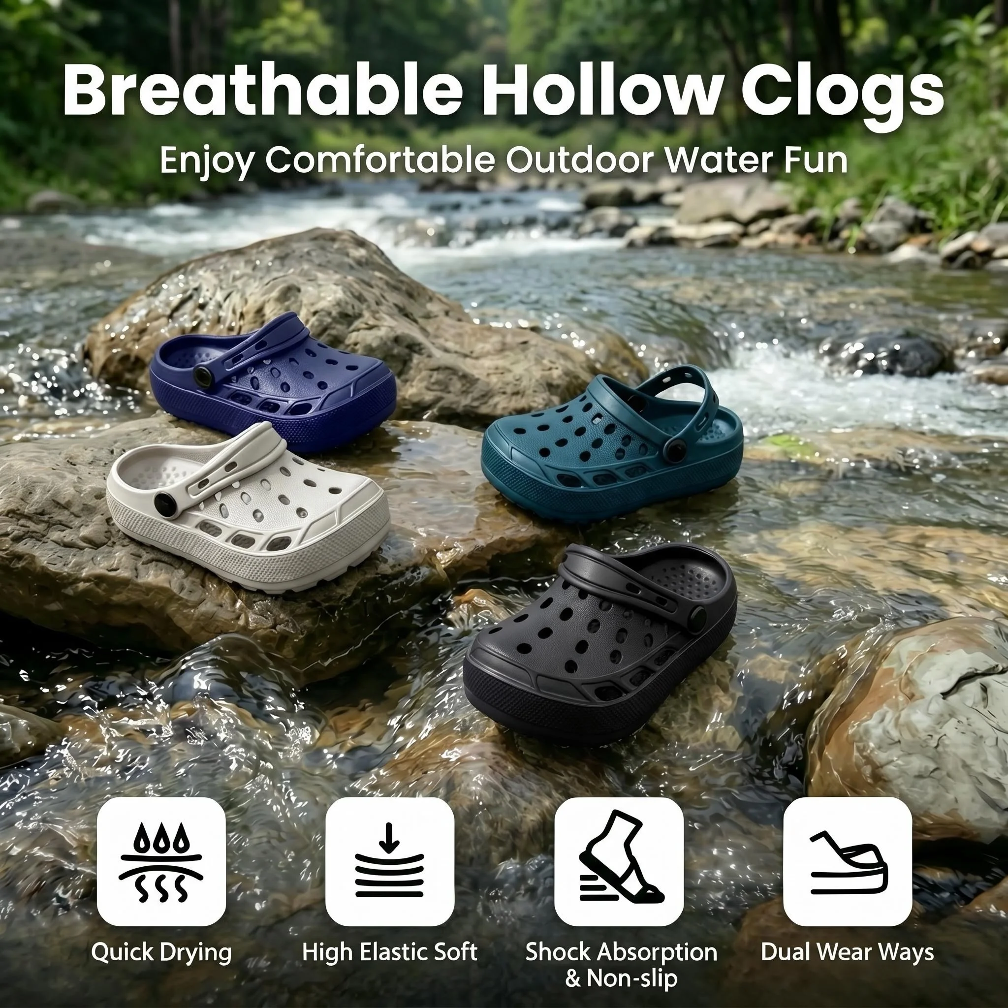Multi Color Kids EVA Hollow Slippers Soft Lightweight Non Slip Breathable Summer Beach Slides Indoor Outdoor Walking Sandals
