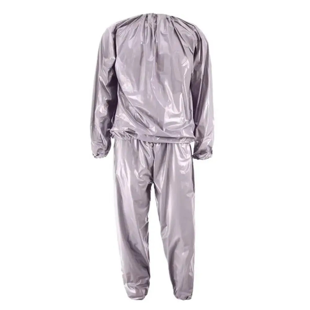 Sport Suit Men Women PVC Sauna Suit Elastic Waist Weight Loss Summer Men's Top Pants Set Sweat Suit Long Sleeve Fitness Clothing