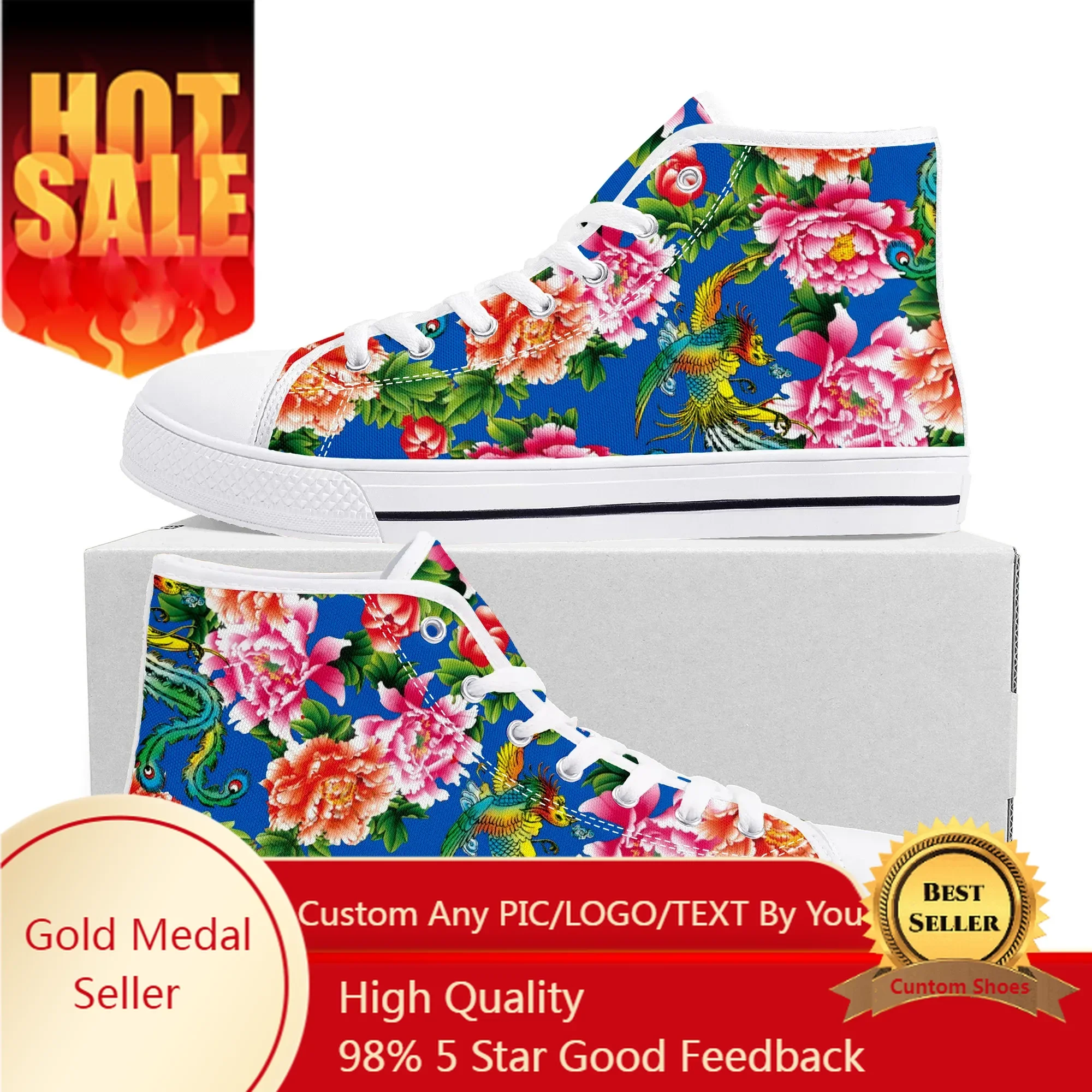 

Northeast Big Flower High Top High Quality Sneakers Mens Womens Teenager Canvas Sneaker Casual Couple Shoes Custom Made Shoe