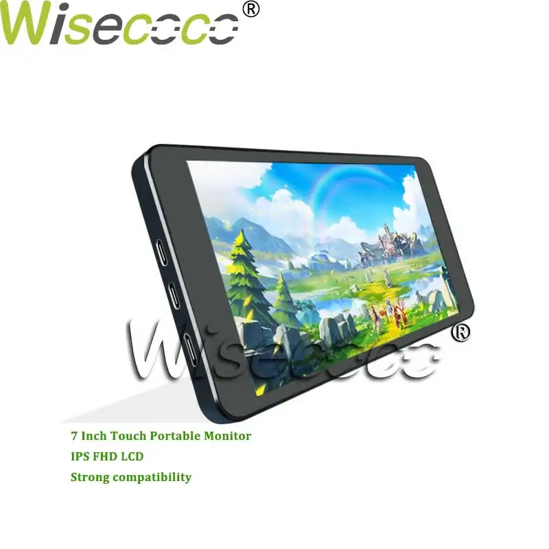 7 Inch FHD IPS On-cell Touch Protable Monitor Landscape Mode TFT LCD Screen RPI Game Console Wisecoco