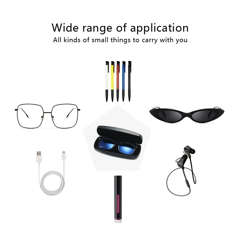 12pcs/1pcs Black Portable Zipper Carabiner Sunglasses Case Protector Box Hard Eye Glasses Case Travel Pack Glasses Case
