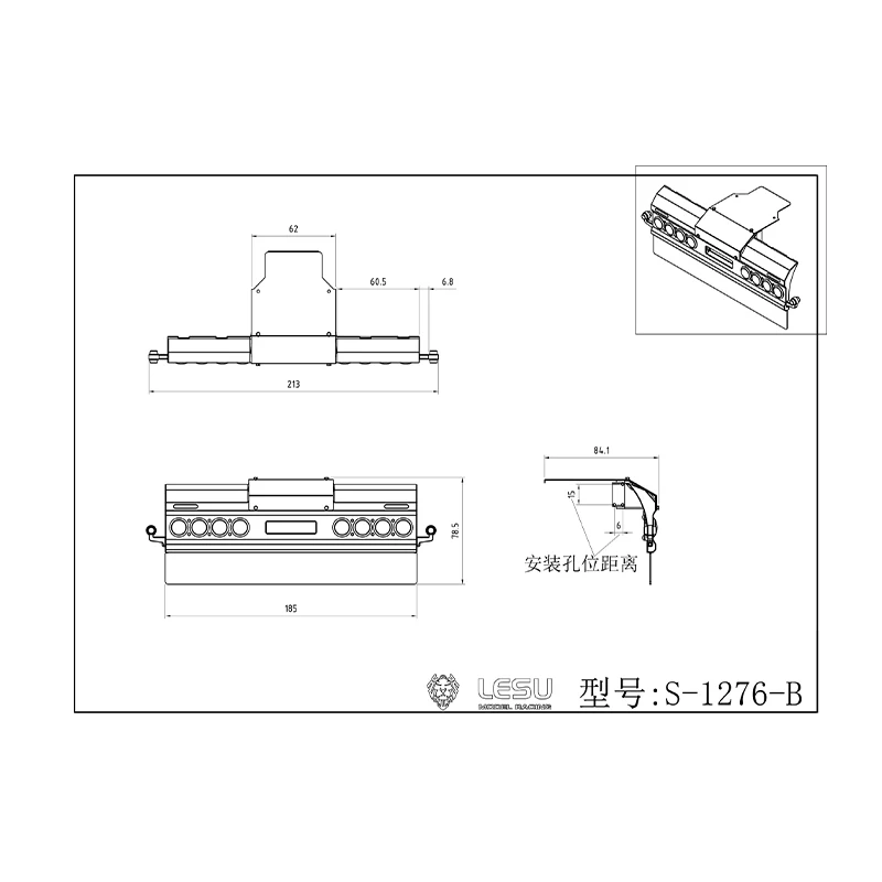 

Tail Beam Taillight Set With LED Lights Rubber Mudguard Parts For LESU 1/14 RC TamiyayaA RC Tractor Truck Car Model TH19761