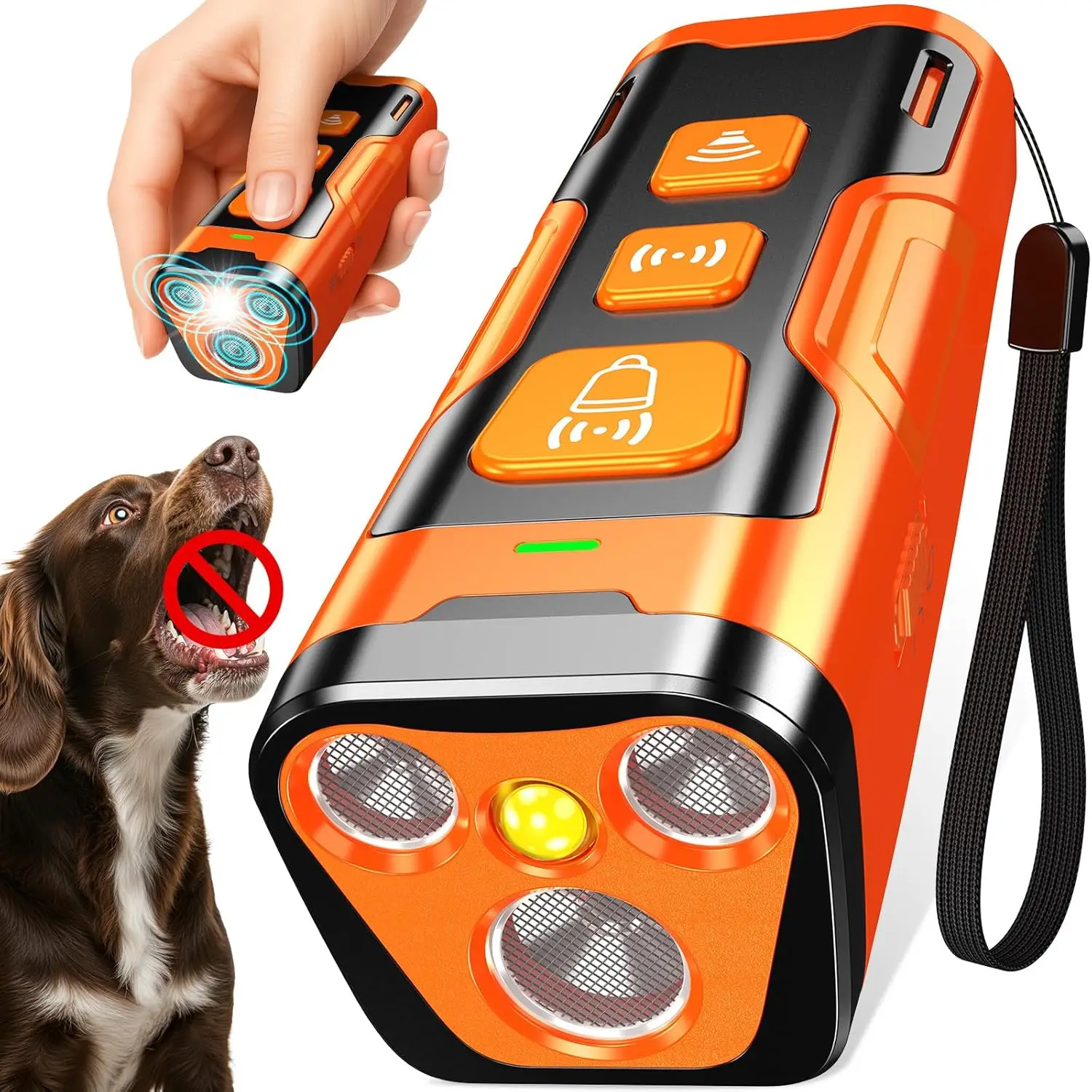 

Ultrasonic Dog Bark Deterrent Device, 6 Training Modes, 23 FT Range, Safe & Humane for Indoor Outdoor Use