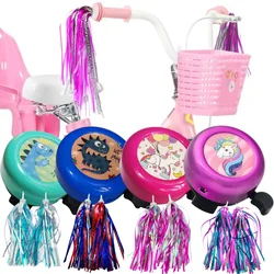 Kids Bicycle Handlebar Scooter Streamers Sparkle Laser Color Tassel Ribbon and Cartoon Bell Outdoor Cycling Bike Accessories
