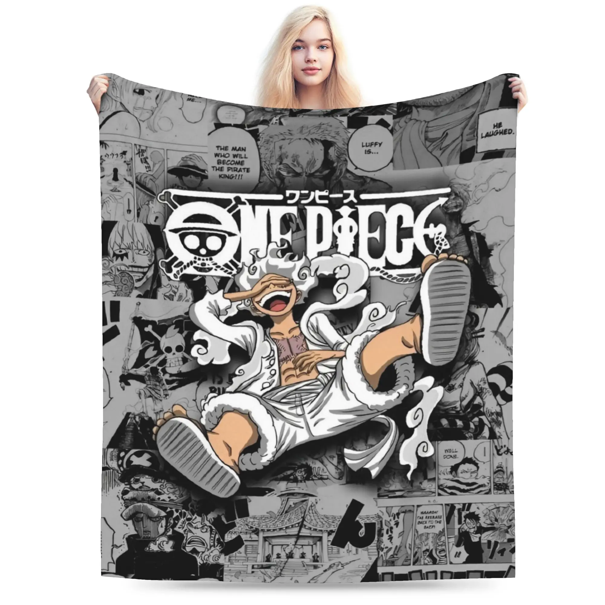 Flannel Blanket One Piece Anime Fuzzy Throw Fashion Blanket All Seasons  Air Conditioning Personalised Warm Soft Bedspread