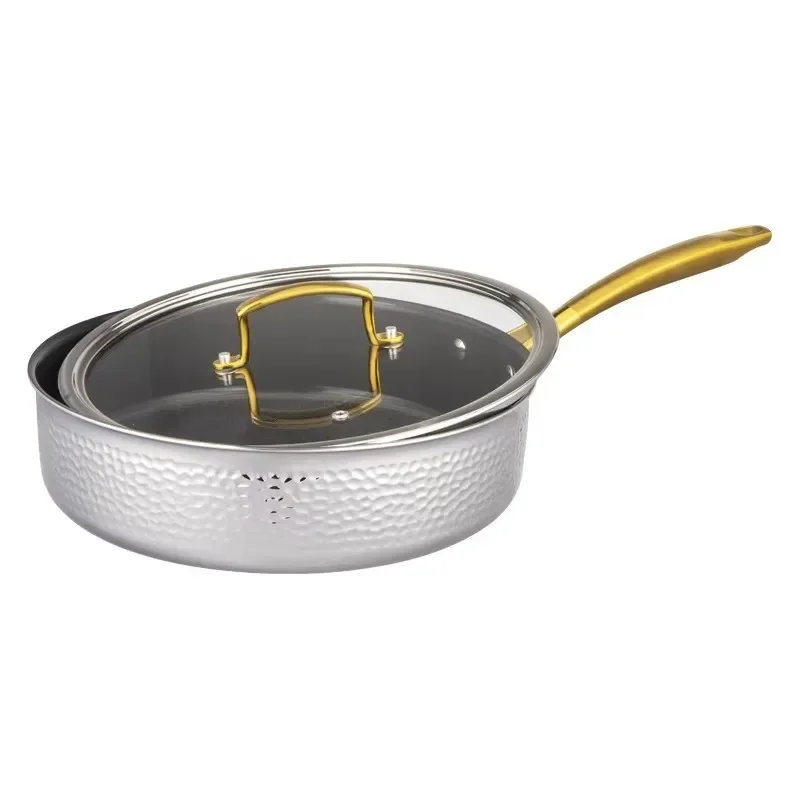 

High quality cooking flat bottom 3 layer stainless steel frying pan non-stick induction frying pan