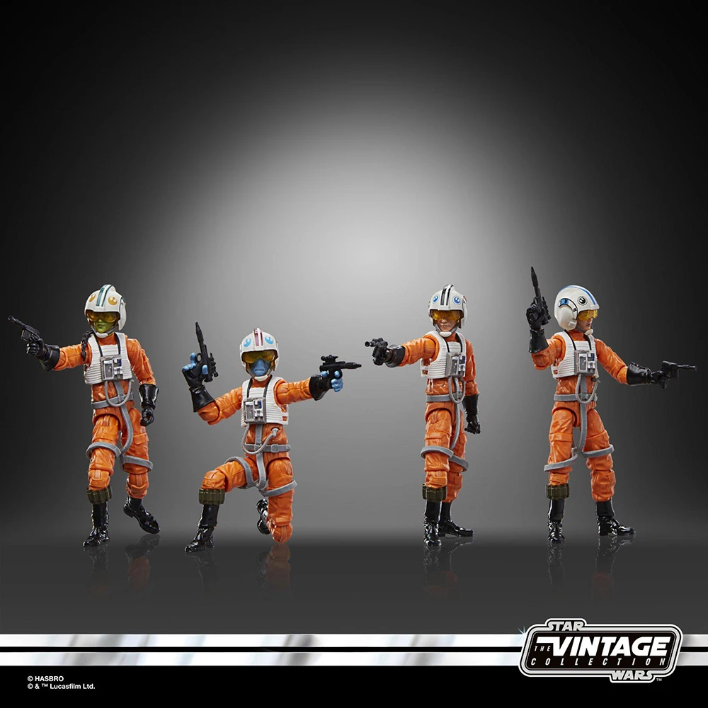 Original novo hasbro star wars a coleção vintage x-wing piloto 4-pack-set 3.75-Polegada-escala tv figura de filme de ação modelo brinquedos