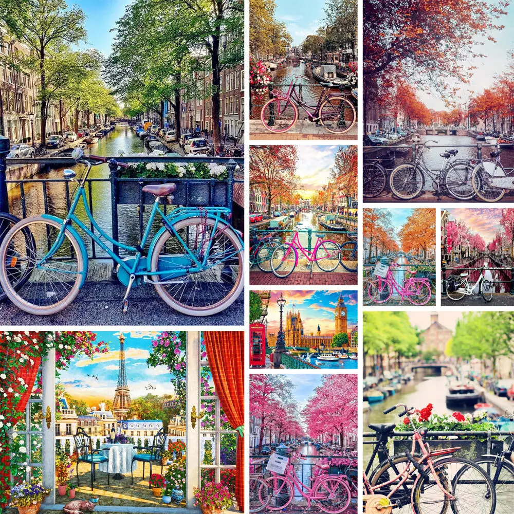 Acrylic Paints 40*50 Modular Picture By Numbers Bicycle Painting Complete Kit Adults Crafts Wall Art For Living Room Home Decor