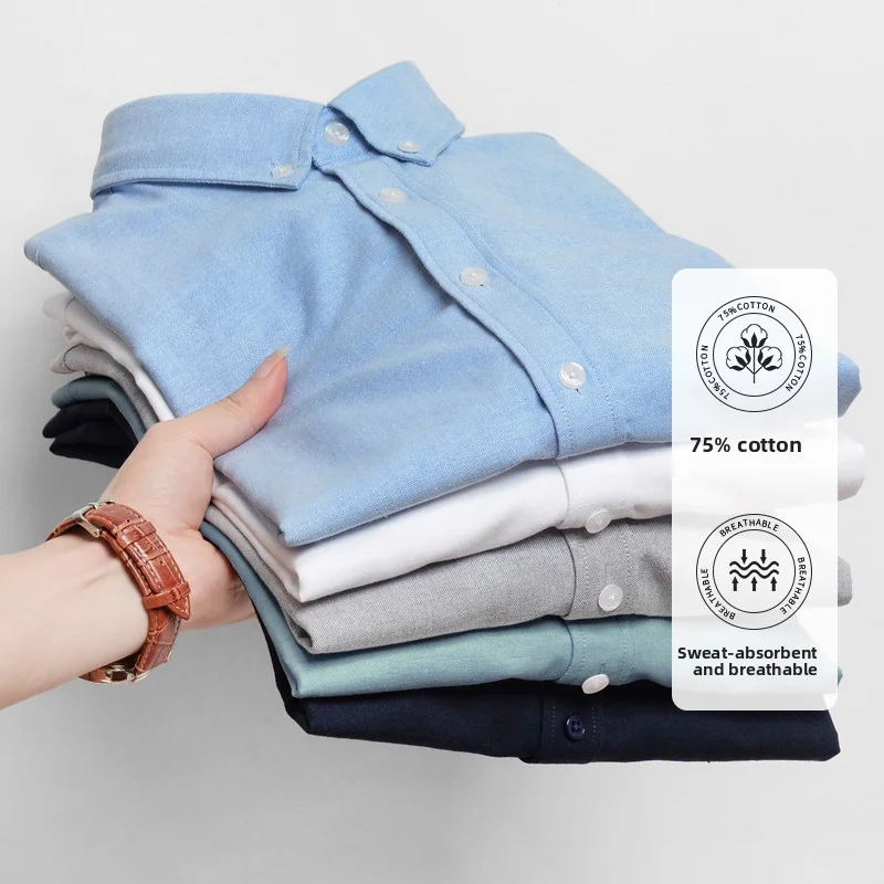 Top Grade Oxford New Summer Brand Slim Fit Shirt Breathable Trending Short Sleeve Classic Casual Fashion Mens Clothes 2025