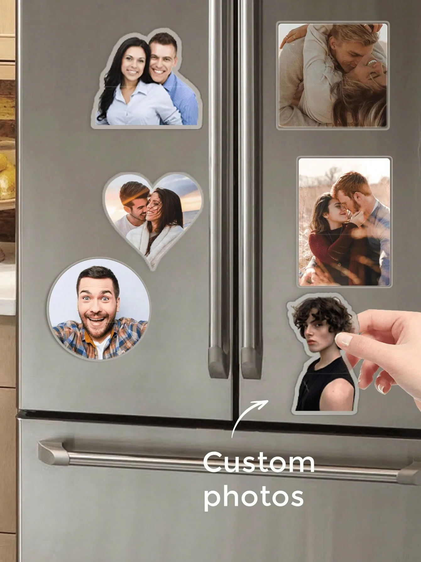 Custom Cutout Photo Fridge Magnet，2D Flat Portrait Refrigerator Magnet，Family Couple Pet Picture，Kitchen Home Decor Keepsake