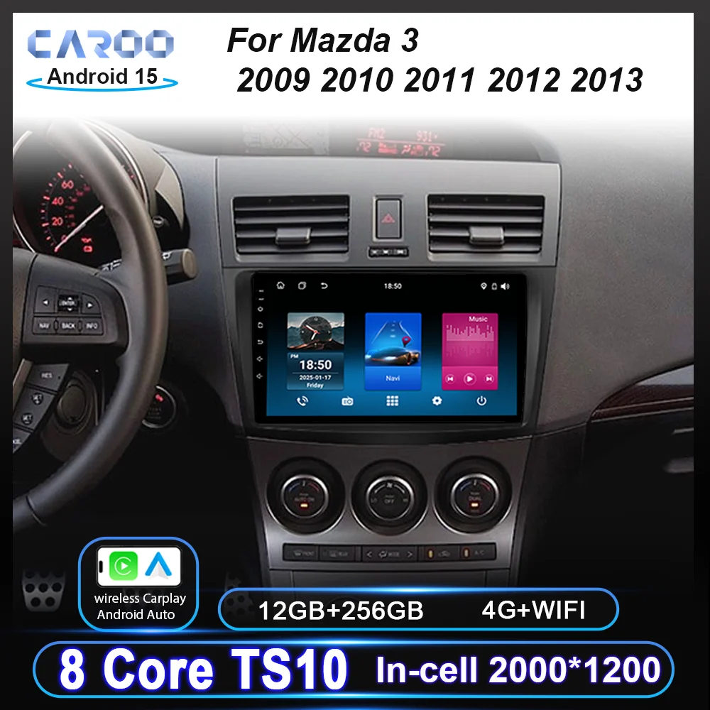 Car Radio for Mazda 3 2009 2010 2011 2012 2013 Android 14 Auto Multimedia Player 4G GPS Navigation Carplay NO 2DIN DVD Head Unit