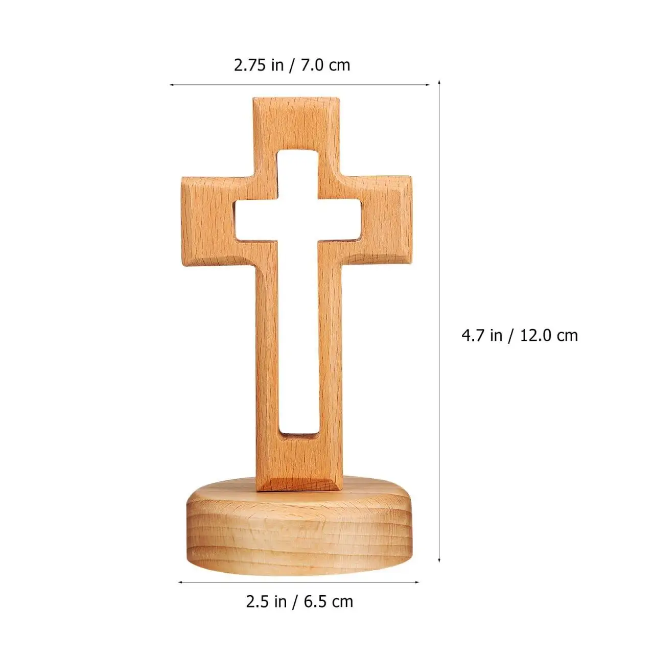 Pray for Auspiciousness Wooden Cross Ornament with Stand Decorative Wood Tabletop Cross for Church Religious Home Decoration